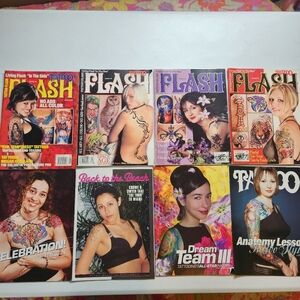 Vintage Y2K Flash Tattoo Magazine Lot Of 4 Magazines Womens Tattoos 1998 2001